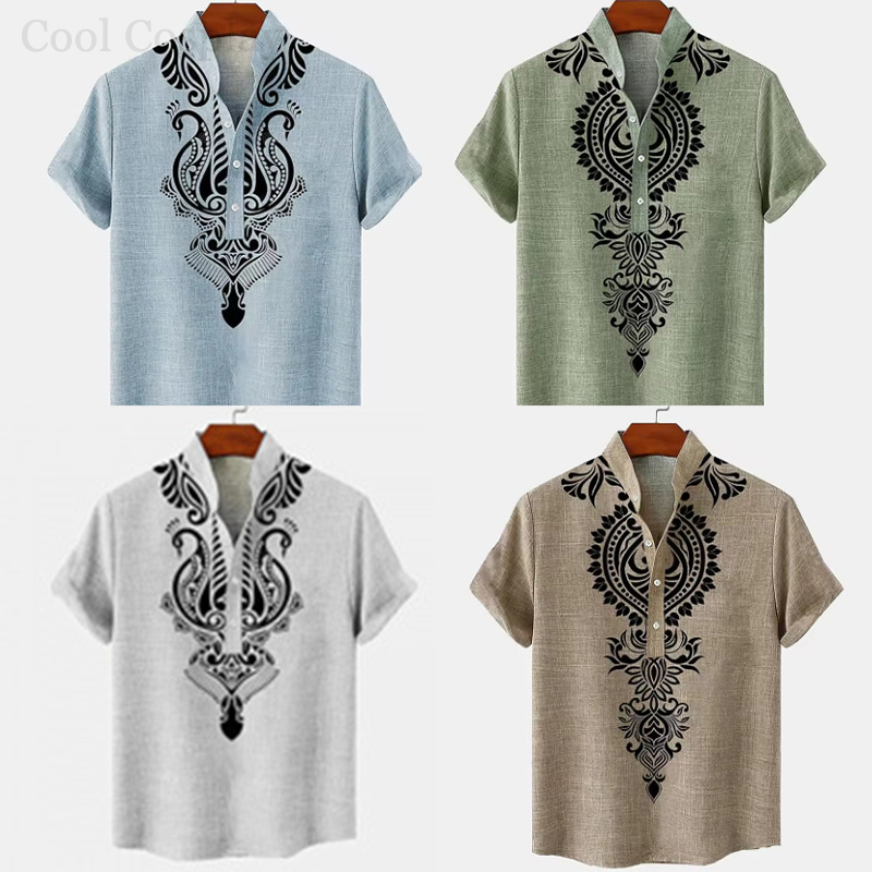 Male Retro Tops Henley Shirt M - Ethnic Fashion Style review and price