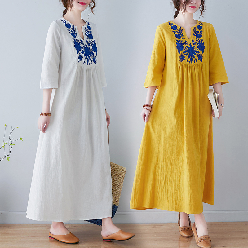 New Ethnic Style Loose Deep V- - Ethnic Fashion Style review and price