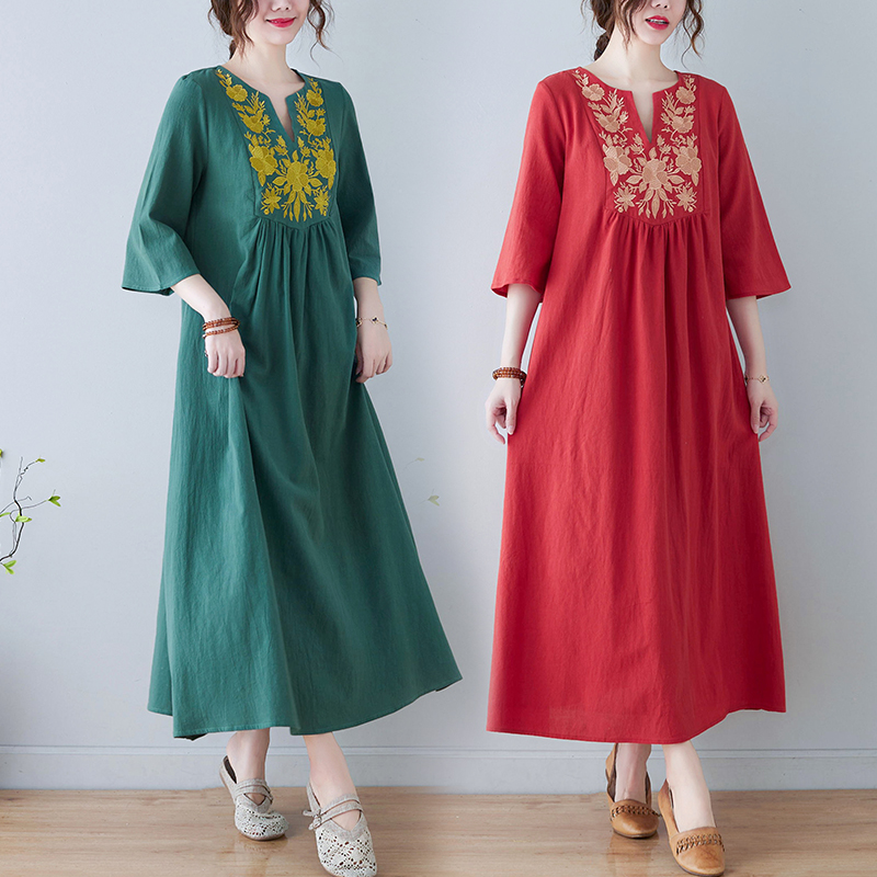 New Ethnic Style Loose Deep V- - Ethnic Fashion Style review and price