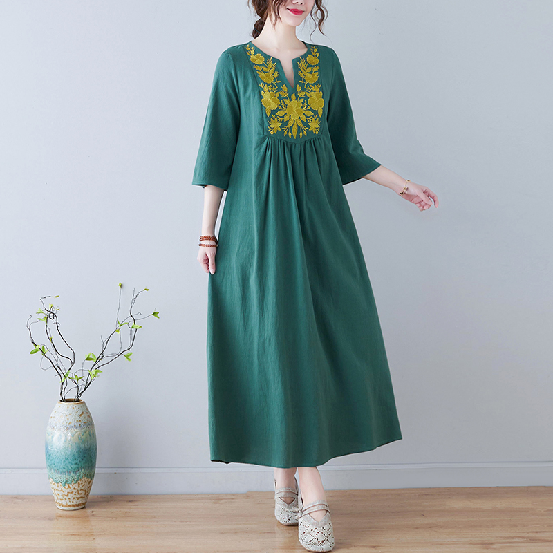 New Ethnic Style Loose Deep V- - Ethnic Fashion Style review and price